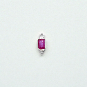 High Quality Rectangular Dyed Ruby Gemstone Charm <b>DIY</b> Sterling Silver Minimalist Jewelry Making Factory Wholesale - Product Image 1