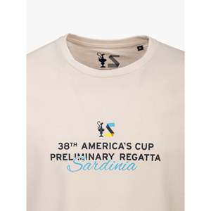 T-shirt America's Cup Edizione Sardegna Off-White in Jersey 100% Cotone Organico Compresso 200 Grammi con Design a Tinta Unita - Product Image 3