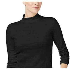 Maglia a Collo Alto in Cotone da Donna Charter Club, Nera, Taglia Large - Product Image 2