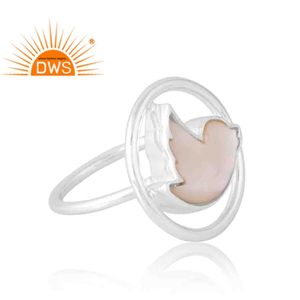 Anillo de piedras preciosas de nácar Natural de Plata de Ley 925, joyería personalizada para mujer, regalo para ella - Product Image 4