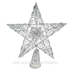 Latest model Steel metal silver sparkle hollow star shape Xmas Christmas <b>tree</b> <b>topper</b> 10X1X12 Inch size Christmas decoration - Product Image 6