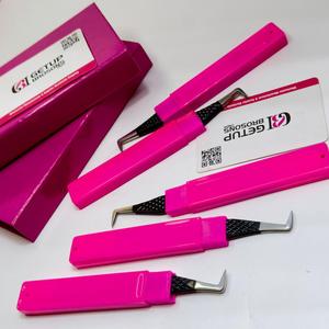 Pince à épiler GETUP BROSONS IMPEX 90 degrés en acier inoxydable avec revêtement noir, outil de précision pour cils, emballage boîte - Product Image 5