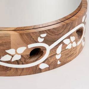 Cazuela de lujo árabe, forma redonda, calentador de alimentos de acero inoxidable y madera para decoraciones de comedor con estilo - Product Image 4