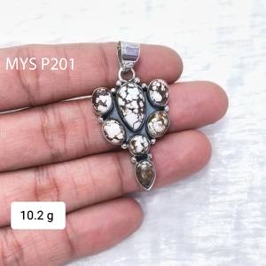 Colgantes Finos de Plata de Ley 925 con Piedra Preciosa de Jaspe Caballo Salvaje, Diseño Hecho a Mano - Product Image 1