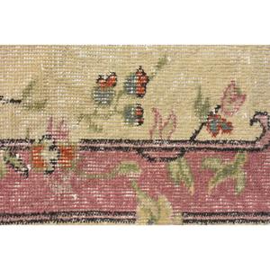 2.5x4.9 ft Vintage Rug, <b>Yellow</b> Floral Turkish <b>Wool</b> Rug - Product Image 5