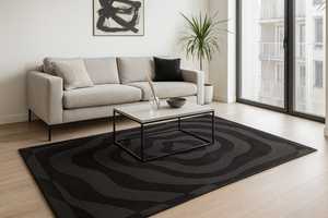 Alfombra de Lana 100%, Pelo Medio, Color Taupe Claro, Ecológica, Tejida a Mano, Diseño Geométrico Moderno, Tallada a Mano, Decoración para el Hogar - Product Image 3