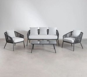 Ensemble de canapé de jardin 4 pièces avec coussins de table de différentes couleurs pour l'extérieur, la cour, l'hôtel ou le patio - Product Image 4