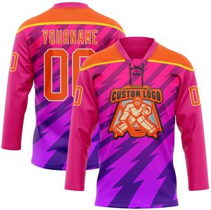 Maillot de hockey personnalisé avec col en dentelle, uniforme d'équipe sublimé - Product Image 4