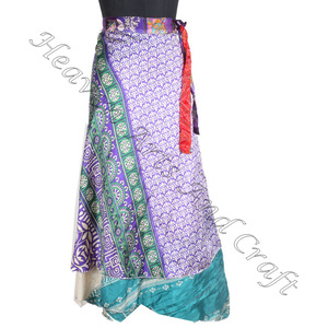 Falda envolvente mágica de playa de longitud larga 100% falda envolvente mágica envuelta en seda Multi desgaste Vintage Sari Boho elegante multicolor - Product Image 4