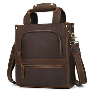 Genuine <b>Leather</b> <b>Small</b> <b>Crossbody</b> <b>Bag</b> for Unisex with Zipper Closure Reusable Water Resistant & Durable for Daily Use - Product Image 1