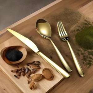 Juego de cubiertos de acero inoxidable de lujo con acabado pulido, utensilios completos para comidas familiares, fiestas y ocasiones especiales. - Product Image 5