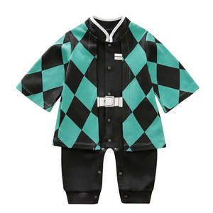Costume de cosplay Tanjiro Demon Slayer pour enfants, manteau, cape, short, haut, pour Halloween - Product Image 1