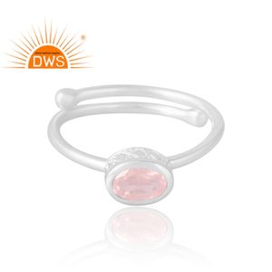 Anillo de piedras preciosas de cuarzo rosa Natural de Plata de Ley 925 más vendido, joyería personalizada para mujer, regalo para ella - Product Image 3