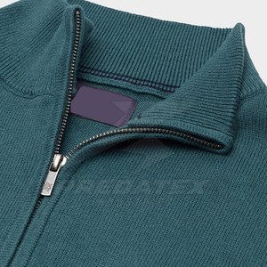 Confortable et décontracté respirant coton mélangé quart fermeture éclair pull pour hommes et femmes col montant motif solide saison d'hiver - Product Image 6