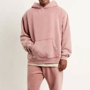 Sweat-shirts à capuche pour hommes de haute qualité, en coton 100% uni, lavage à l'acide, séchage rapide, respirants, 300g, avec impression de logo personnalisé pour l'hiver - Product Image 3
