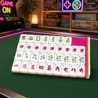 Tuiles de Mahjong Américaines Modernes de Luxe en Acrylique Rouge Rose à 3 Couches, 32 mm, Résistantes à l'Eau, Durables, Motif Floral Cœur Gravé, En Stock