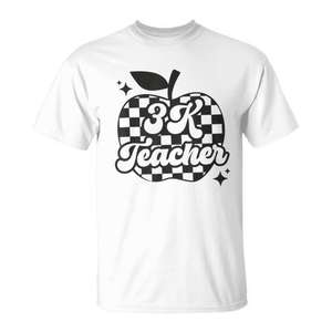 3K Teacher Apple Design T-shirt à manches courtes et col rond pour enfants, unisexe, pour la rentrée scolaire - Product Image 1