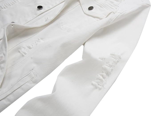 Chaqueta vaquera de lona de estilo alto para hombre de diseñador, ropa de calle con capucha de invierno con logotipo frontal al por mayor - Product Image 4