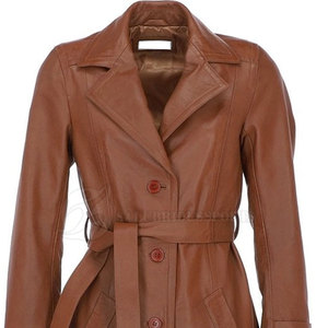 Abrigo Largo Informal de Cuero de Alta Calidad al por Mayor para Mujer, Hecho a Medida, con Cuello Camisero, Relleno Transpirable de Punto, para Primavera y Otoño - Product Image 5