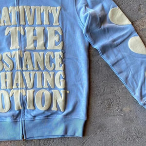 Sweat à capuche surdimensionné français haut de gamme avec logo personnalisé 100% coton Impression bouffante de haute qualité Zip intégral Hiver Impression thermique brodée - Product Image 5