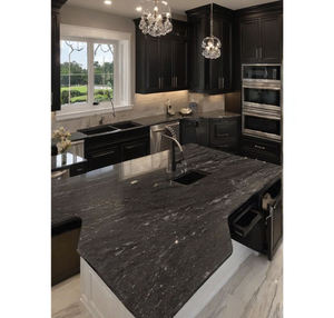 Azulejo Pulido de Granito Negro Indio de Primera Calidad con Patrón de Remolino Bosque Marino para Aplicaciones de Pisos Elegantes - Product Image 3