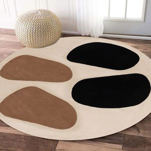 Handmade Tufted Wool Area Rug <b>Round</b> Multi for Livingroom Bedroom Living Room Bedroom Soft <b>Carpet</b> - Product Image 4
