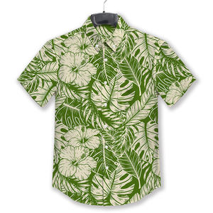 เสื้อเชิ้ตผู้ชาย240กรัมมีกระดุมคอปกคิวบาแขนสั้นทรงหลวมสีพื้น - Product Image 3