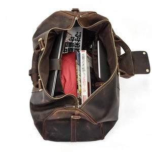 Vente de gros Sac polochon de voyage personnalisé de haute qualité en cuir véritable pour hommes Sac polochon vintage en cuir véritable - Product Image 3