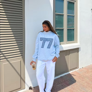 Pull Mockneck Sweat Femme 100% Coton French Terry Sweat Col Montant Surdimensionné Pour Femme - Product Image 2