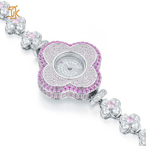 Reloj de Pulsera de Lujo para Mujer, Plata S925, Movimiento de Cuarzo Suizo, Cristal Rosa, Zirconia 5A, Baño de Rodio, Diseño de Trébol, OEM - Product Image 1
