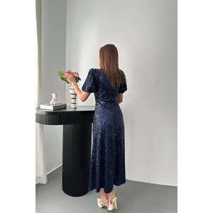 Vestido de Noche Azul Marino con Lentejuelas al por Mayor - Product Image 1
