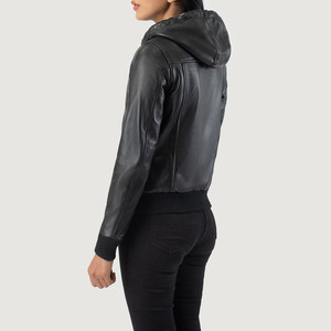 New Winter Collection Zipper and Hooded <b>Women</b> Leather <b>Jackets</b> <b>Lightweight</b> Breathable <b>Women</b> Winter <b>Jackets</b> - Product Image 3