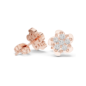 ต่างหูเพชรทรงดอกไม้ 0.49 กะรัต สำหรับผู้หญิง ความใส VVS-VS ทอง 18KT, 14KT, 10KT และเงิน 925 สีโรสโกลด์, สีเหลือง, สีขาว - Product Image 4