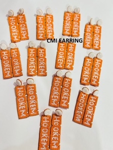 Custom Handcrafted Silver Gameday Football Seed Beaded <b>Earrings</b> Unique Design with Team Colors for Sports Fans - Product Image 3