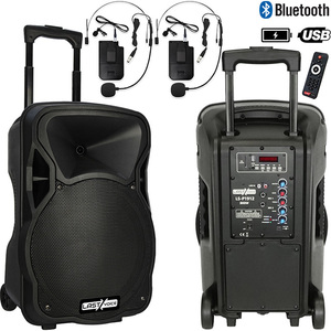 Lastvoice LS-P1912HH 12" 800W Portable PA System with Dual <b>Wireless</b> Headset <b>Microphones</b> - Product Image 2