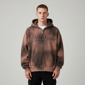 Sudaderas con capucha de 100% algodón para hombre, con estampado Digital de corte Regular, logotipo sólido, forro polar personalizado, 300g, ropa de calle, Invierno - Product Image 5