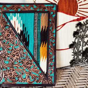 Western <b>A4</b> Length Paper Zipper Hand Tooled Leather Business Conference Customized Genuine Leather Document Portfolio <b>File</b> - Product Image 3