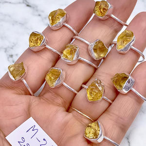 Anillo de Citrino Natural en Bruto, Anillos de Plata de Ley 925, Precio al por Mayor, Joyería de Plata - Product Image 1