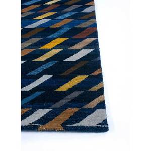 Tapis Manchaha noué à la main en laine et soie de bambou, bleu, grand format, motif géométrique rectangulaire pour la maison, salon, couloir - Les-1351 - Product Image 4