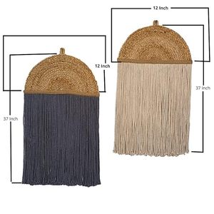 ขายส่งห้องนอนเป็นมิตรกับสิ่งแวดล้อมตกแต่งครึ่งดวงจันทร์ Macrame มือทอผนังตกแต่งพรมทําด้วยมือชุด 2 ชิ้น - Product Image 2