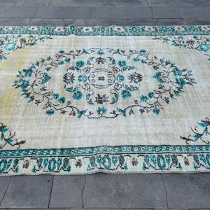 Alfombra Turca Vintage Grande de 5.7x9.7 pies, Alfombra de Lana Azul - Product Image 4