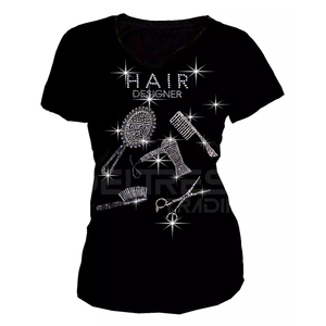 Últimas camisas de mujer con diamantes de imitación Camisetas de mujer de alta calidad Manga corta en precio al por mayor Camisas de mujer con diamantes de imitación - Product Image 1