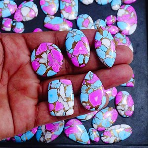 Prix de gros Meilleure qualité Barbe à papa naturelle Turquoise Cabochon de pierres précieuses en vrac poli des deux côtés pour les bijoux à partir de Quartz - Product Image 1