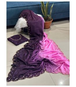 Vente à l'exportation Designer Mousse Tissu Broderie Sari Dernier Saree Exclusif pour Chic Ethnique Look Adultes Mariages Superbe Look - Product Image 1
