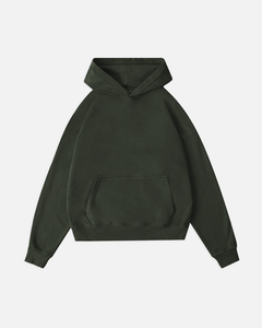 Mens Vintage Washed Dark Green Full <b>Zip</b> <b>Hoodie</b> Plain Solid Color Heavyweight Sweatshirt Jacket Split Kangaroo <b>Pocket</b> Casual - Product Image 6