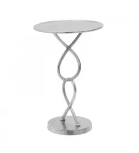 Azora Industries Mobilier de salon Table basse ronde d'appoint Table basse en aluminium finition argent Table basse moderne - Product Image 5