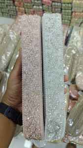 Hecho a medida con cordones de trabajo de hilo bordado de piedra con opciones multicolores en 1 pulgada de ancho y para reventa. - Product Image 5