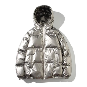 Vestes matelassées brillantes pour hommes, à capuche réversible, imperméables, épaisses, brodées sur mesure, vente en gros, vêtements d'extérieur - Product Image 3