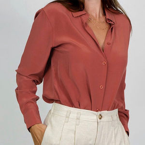 Blusas Elegantes para Mujer, Diseño Nuevo, Color Sedoso, Acetato Transpirable, Botones, Popelina, Estilo Urbano Simple, Ecológicas - Product Image 4