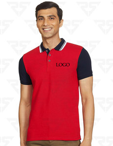 Polo régulier pour hommes Couleur rouge solide Manches contrastées Design RK Sports Manufacturing Company of custom polos RK-PS-001 - Product Image 1